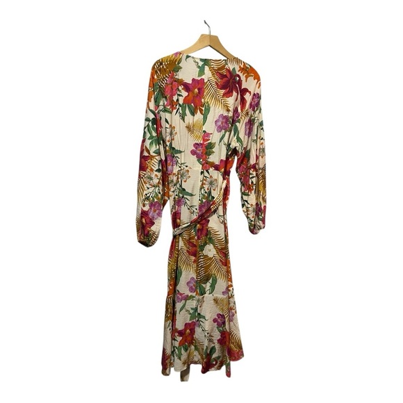 H&M Maxi Wrap Dress Size Large Floral Raglan Tiered - Picture 4 of 8